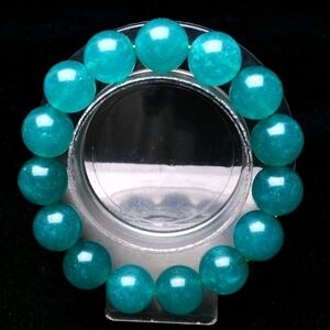 14mm Natural Turquoise Amazonite Gemstone Round Beads Beaded Crystal Bracelet
